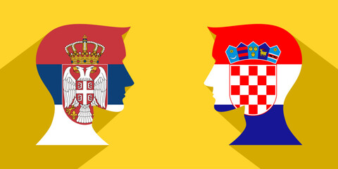face to face concept. serbia vs croatia. vector illustration