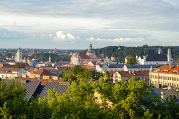 Fototapeta na wymiar Panoramic view of Vilnius historic old town during summer morning