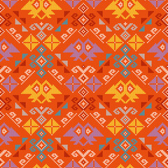 Filipino weaving style traditional vector pattern folk art - Yakan cloth inspired vector design, geometric textile or fabric print from Philippines
- 569475663