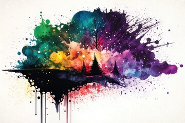 Fototapeta premium An artistic painting of watercolor splash with a blend of dark and bright hue background design for backdrop, wallpaper. Generative AI