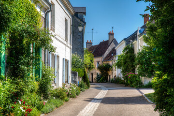 Fototapeta na wymiar Street in the Beautiful Village of Chedigny in the Loire Valley, France