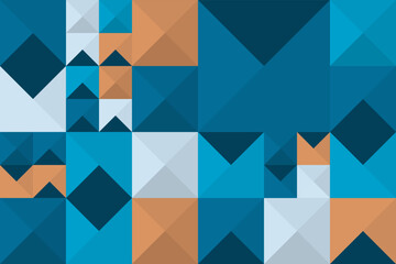Abstratr white, blue and orange geometric mosaic seamless pattern background