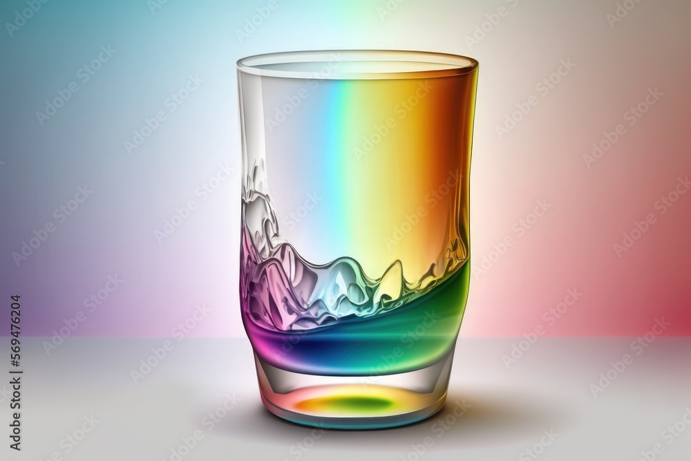 Aufkleber glass that is transparent and has a color gradient. digital drawing on a computer. Generative AI