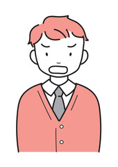 怒る・困る・ナーバスな男子生徒　上半身