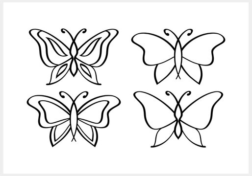 Doodle butterfly icon. Hand drawn line art. Engraving insect animal. Vector stock illustration. EPS 10