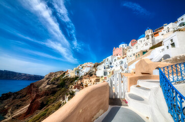 Small Gate in the Beautiful Village of Oia on Santorini, Greece