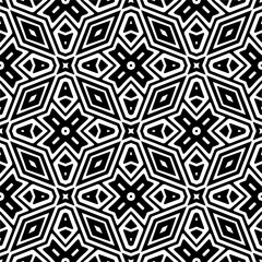 Vector geometric ornament in ethnic style. Seamless pattern with  abstract shapes,Black and white color. Repeating pattern for decor, textile and fabric.