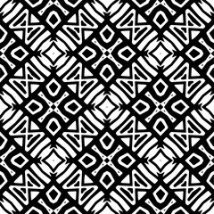 Vector geometric ornament in ethnic style. Seamless pattern with  abstract shapes,Black and white color. Repeating pattern for decor, textile and fabric.