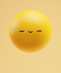 Joy emoticon with a funny kawaii face with dash eyes