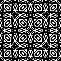 Vector geometric ornament in ethnic style. Seamless pattern with  abstract shapes,Black and white color. Repeating pattern for decor, textile and fabric.