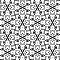 Vector geometric ornament in ethnic style. Seamless pattern with  abstract shapes,Black and white color. Repeating pattern for decor, textile and fabric.