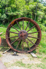 Ruins of industrial heritage related to the gold rush at Karangahake Gorge in New Zealand