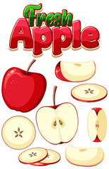 Set of apple fruit cartoon