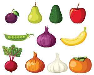 Set of fruits cartoon