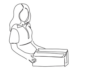 one line continuous line courier online shopping delivery vector illustration hand drawn