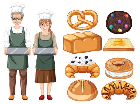 Bread and pastry products with baker