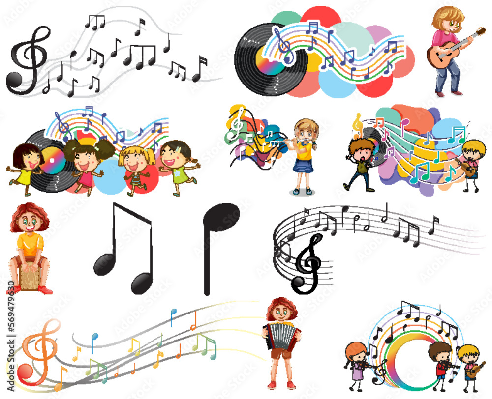 Canvas Prints Kids musical instruments and music symbols set