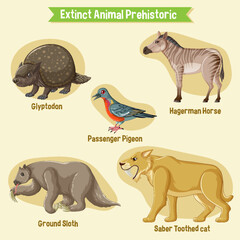 A set of extinct animals sticker set © GraphicsRF