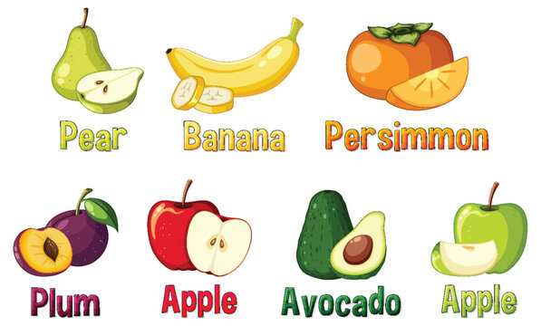 Set of fruits cartoon
