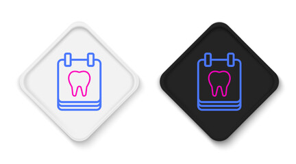 Obraz premium Line Calendar with tooth icon isolated on white background. International Dentist Day, March 6. March holiday calendar. Colorful outline concept. Vector