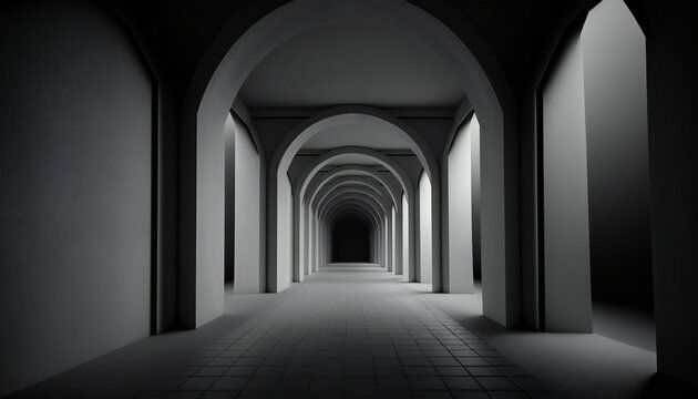 Long corridor tunnel inside a building made with generative AI