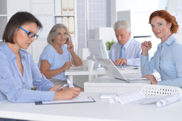 business people working at desk in office