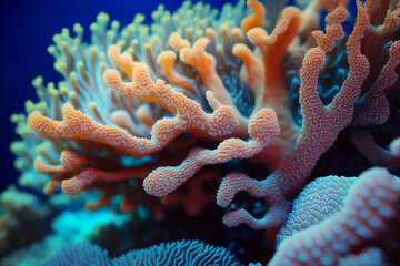 Close-up shot of a sea coral - AI generative