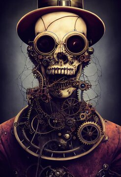 The Steam-Powered Sentinel of the Storms - Steampunk Character. Generative AI