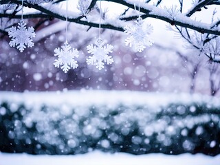 Winter background with snowflakes and bokeh. Perfect for cards, posters and more.