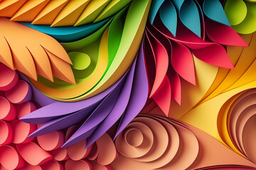 Colorful abstract background of cut paper - AI generative