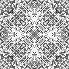 
Stylish texture with figures from lines.
Abstract geometric black and white pattern for web page, textures, card, poster, fabric, textile. Monochrome graphic repeating design. 