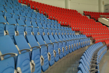 Fototapeta premium Folding chairs installed in an indoor gym