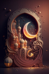 Elegant Ramadan Background in Dark Theme With Generative AI