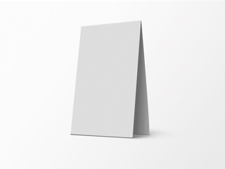 A mock-up of blank 3D rendered Tent Card with shadow. White empty desk calendar display mockup for Presentation on isolated background. branding identity for corporate businesses.
