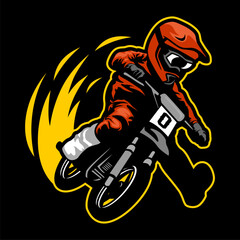 motocross logo vector illustration, Design element for logo, poster, card, banner, emblem, t shirt. Vector illustration