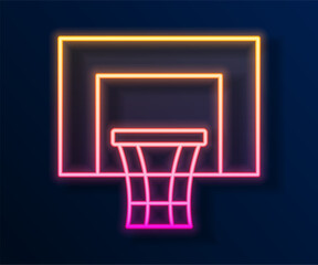 Glowing neon line Basketball backboard icon isolated on black background. Vector