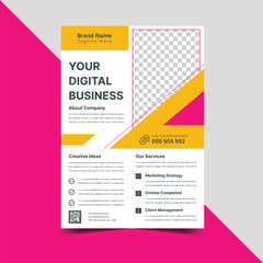 Flier Design Template in A4. Creative Shape Can Be 
Adapt To Brochure, Vector Template, Annual Report,
Magazine, Business Presentation, Poster, Minimal Brochure Layout, Flyer, Banner.

