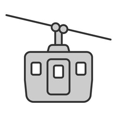 Tram on cable car - icon, illustration on white background, grey style
