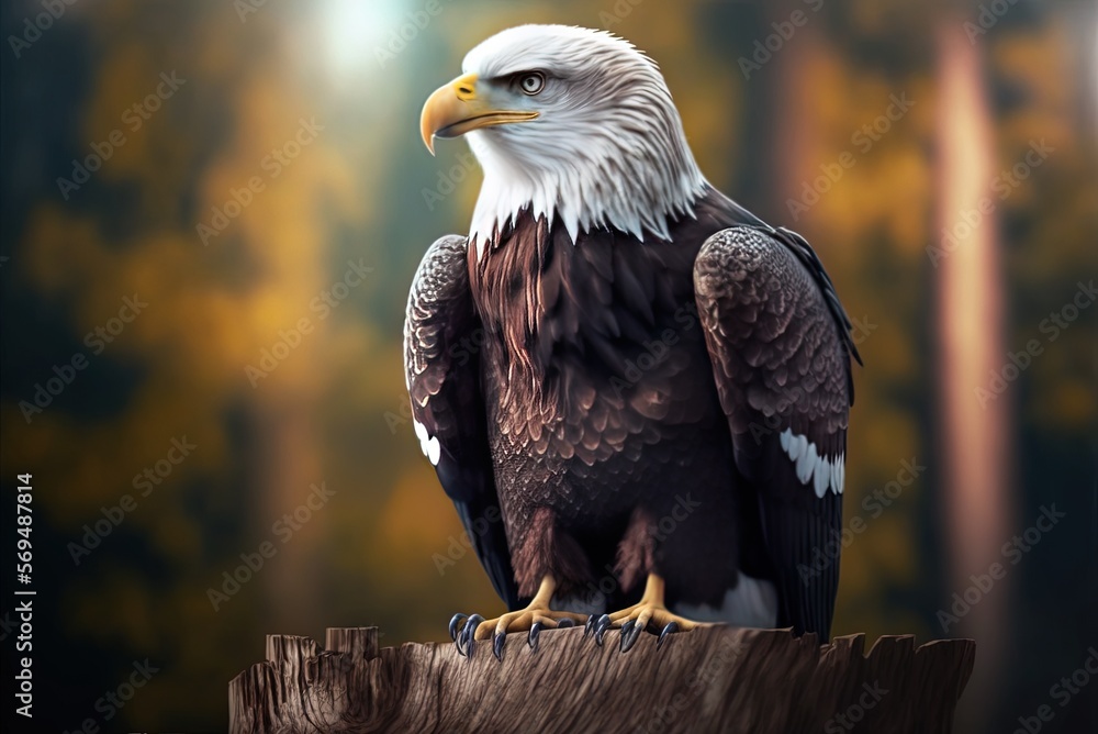 Poster image of a bald eagle in closeup over a fuzzy wood backdrop, representing the theme of self-assuranc