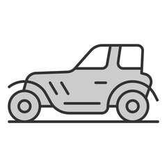 Retro sports car - icon, illustration on white background, grey style
