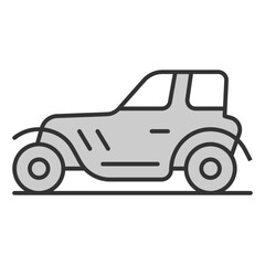 Retro sports car - icon, illustration on white background, grey style