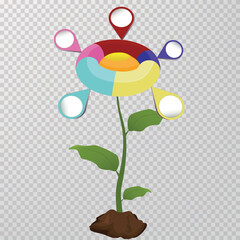 Flower style infographic 5 colored chart.