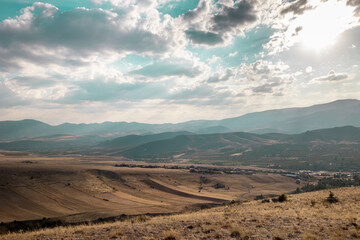 Aladaglar National Park. Cloudy mountain landscape. Transmountain trips. Trekking Aladaghlar. Turkey..