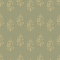 pastel orange leaves with grey background seamless repeat pattern