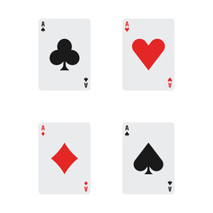 Four aces playing cards for poker hand game. Vector Illustration.