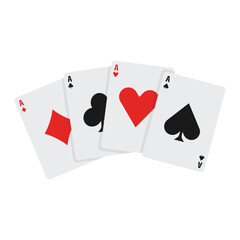 Four aces playing cards for poker hand game. Vector Illustration.