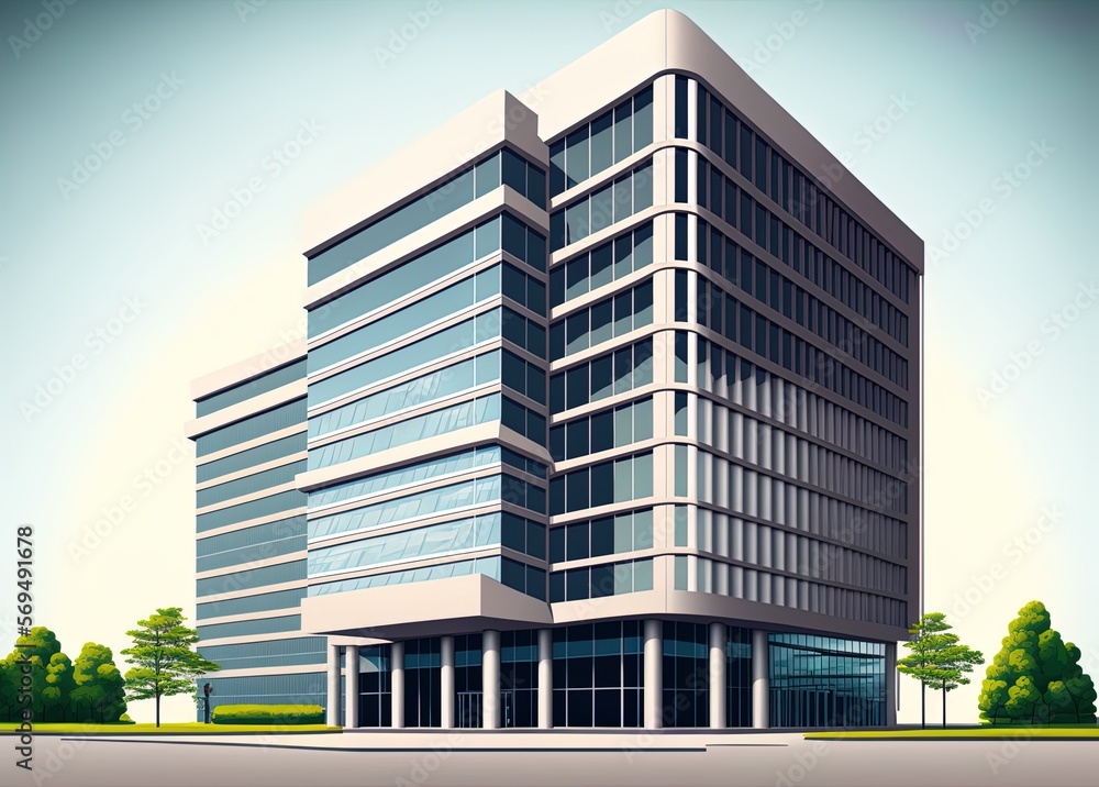 Poster building facade of an office tower generative ai