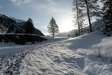 White sunny snow mountain landscapes