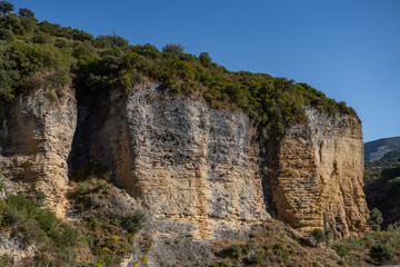Fototapeta na wymiar fan canyon rock climbing route