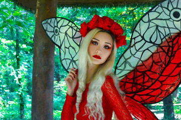 Magical Red Fairy Girl Portrait